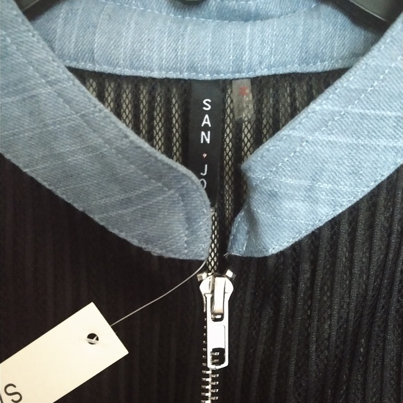 Mesh jean flare dress with belt. - Picture 5 of 8